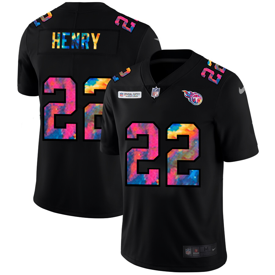 NFL Tennessee Titans 22 Derrick Henry Men Nike MultiColor Black 2020 Crucial Catch Vapor Untouchable Limited Jersey